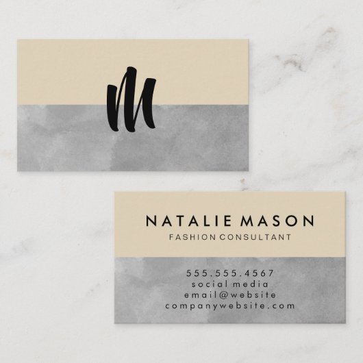 Monogram Gray en Beige Visitekaartje (Voorkant / Achterkant)