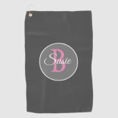 Monogram Gray Pink Women's Golf Towel Golfhanddoek (Voorkant)