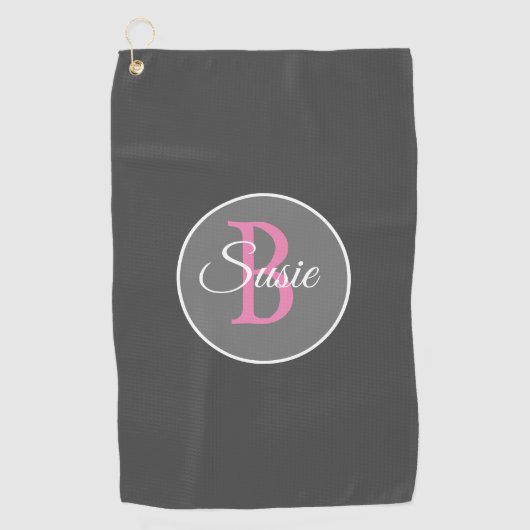 Monogram Gray Pink Women's Golf Towel Golfhanddoek (Voorkant)