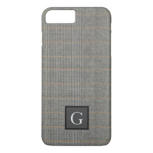 Monogram Gray Tweed Groomsman Bestman Wedding Gift iPhone 8/7 Plus Hoesje