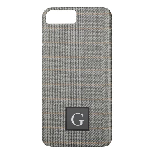 Monogram Gray Tweed Groomsman Bestman Wedding Gift Case-Mate iPhone Case (Achterkant)