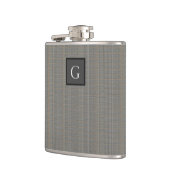 Monogram Gray Tweed Groomsman Bestman Wedding Gift Heupfles (Links)