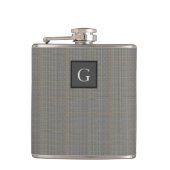 Monogram Gray Tweed Groomsman Bestman Wedding Gift Heupfles (Voorkant)