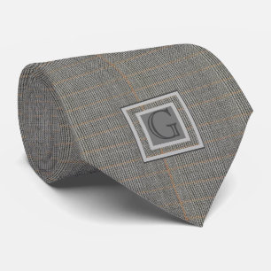 Monogram Gray Tweed Groomsman Bestman Wedding Gift Stropdas