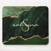 Monogram Green Agate Geode Muismat (Voorkant)