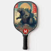 Monogram Green Asian Lizard Monster Retro Trendy Pickleball Paddle (Achterkant)