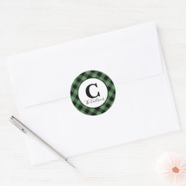 Monogram Green Black Buffalo's met kerstmis Ronde Sticker