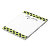 Monogram Green Black Cute Chic Polka Dot Patroon Notitieblok (Linkerzijde)