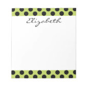 Monogram Green Black Cute Chic Polka Dot Patroon Notitieblok (Voorkant)