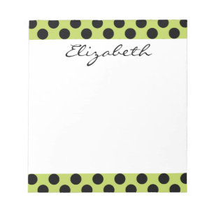 Monogram Green Black Cute Chic Polka Dot Patroon Notitieblok