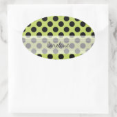 Monogram Green Black Cute Chic Polka Dot Patroon Ovale Sticker (Tas)