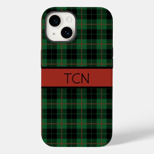 Monogram Green Black Red Tartan Pset Case-Mate iPhone Case (Achterkant)
