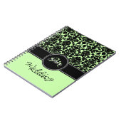 Monogram Green Black White Damask Wedding Planner Notitieboek (Linkerzijde)