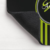 Monogram Green Black White Stripe Damask Mousepad Muismat (Hoek)