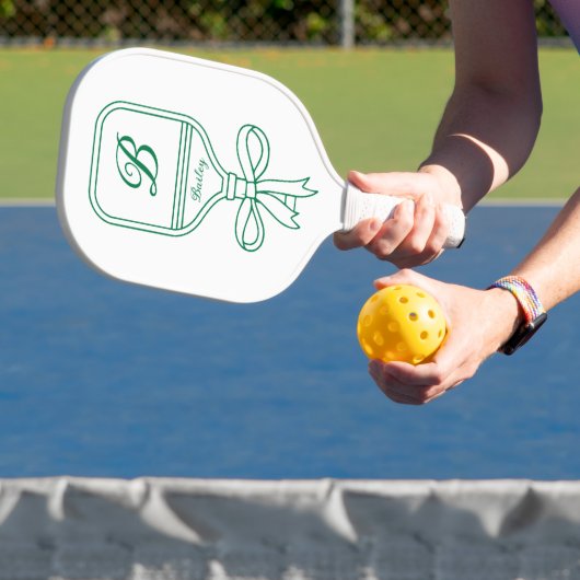 Monogram Green Bow Pickleball Paddle (Insitu)