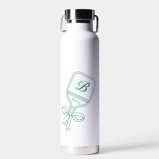 Monogram Green Bow Pickleball Paddle Coffee Mok Waterfles (Voorkant)