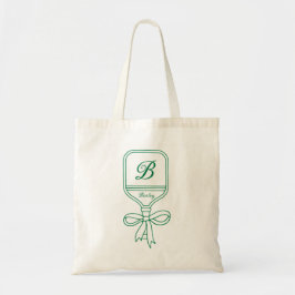 Monogram Green Bow Pickleball Paddle Tote Bag