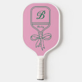 Monogram Green Bow Pink Pickleball Paddle (Achterkant)