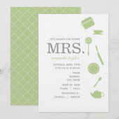 Monogram Green Bridal Shower Invitations Kaart (Voorkant / Achterkant)