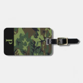 Monogram Green Brown Black Camouflage Black Bagagelabel (Voorkant horizontaal)