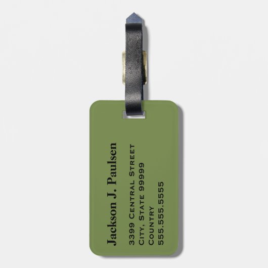 Monogram Green Brown Black Camouflage Black Bagagelabel (Achterkant verticaal)