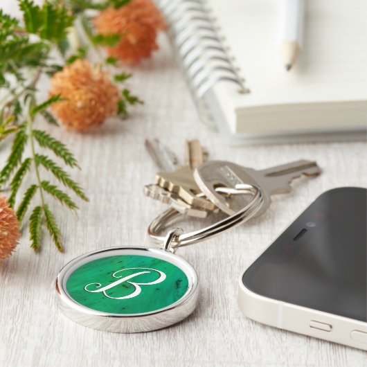 Monogram Green Chem Script Sleutelhanger (Zijkant)
