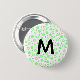 Monogram Green Cream Gray Polka Dots Ronde Button 5,7 Cm