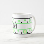 Monogram Green Cream Polka Dots Koffiemok (Voorkant rechts)