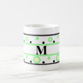 Monogram Green Cream Polka Dots Koffiemok (Center)