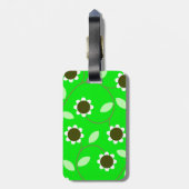 Monogram Green Floral Bagagelabel (Achterkant verticaal)