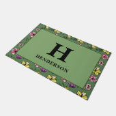 Monogram Green Flower Garden Deurmat (Schuin)
