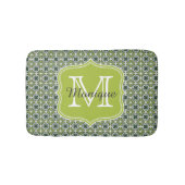 Monogram Green Flowers Patroon Badmat (Voorkant)