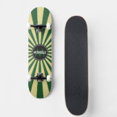 Monogram Green Funky Sun Rays Pattern Persoonlijk Skateboard (Voorkant)