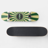 Monogram Green Funky Sun Rays Pattern Persoonlijk Skateboard (Horizontaal)