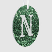 Monogram Green Glitter Metallic Kerstfeestdag Ornament (voorkant)