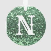 Monogram Green Glitter Metallic Kerstfeestdag Ornament (achterkant)