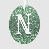 Monogram Green Glitter Metallic Kerstfeestdag Ornament (voorkant)
