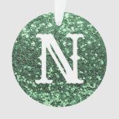 Monogram Green Glitter Metallic Kerstfeestdag Ornament (voorkant)