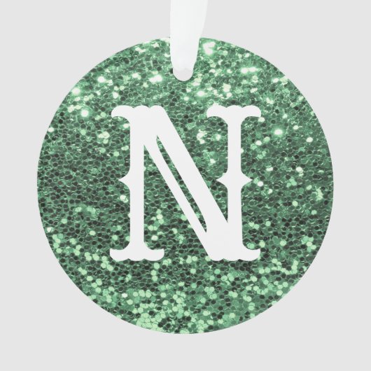 Monogram Green Glitter Metallic Kerstfeestdag Ornament (voorkant)