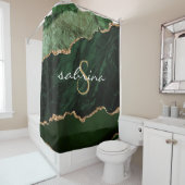 Monogram Green Gold Agate Geode Douchegordijn (In situ)