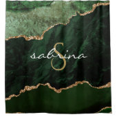 Monogram Green Gold Agate Geode Douchegordijn (Voorkant)