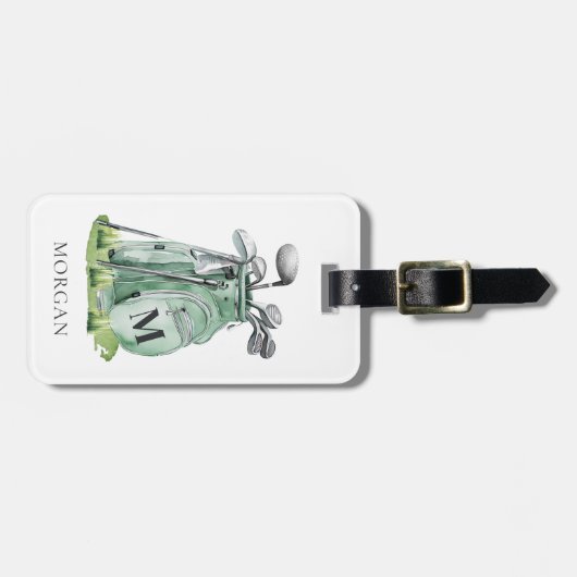 Monogram Green Golf Bag Bagagelabel (Voorkant horizontaal)