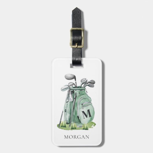 Monogram Green Golf Bag Bagagelabel (Voorkant verticaal)