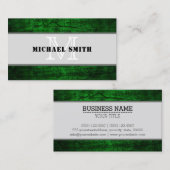 Monogram Green Grunge Background #2 Visitekaartje (Voorkant / Achterkant)
