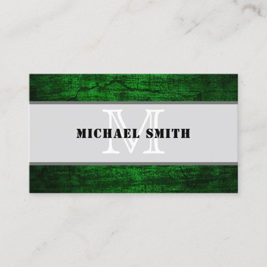 Monogram Green Grunge Background #2 Visitekaartje (Voorkant)