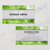 Monogram Green Grunge Background #4 Visitekaartje (Voorkant / Achterkant)
