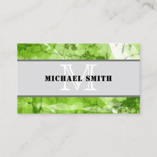 Monogram Green Grunge Background #4 Visitekaartje (Voorkant)