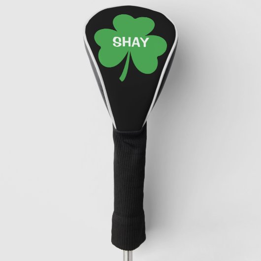 Monogram Green Irish Shamrock Golfheadcover (Voorkant)
