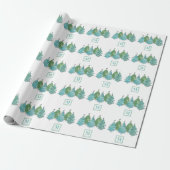 Monogram Green Kerstbomen Cadeaupapier (Uitgerold)