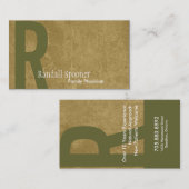 Monogram Green Khaki Brown Physician Visitekaartje (Voorkant / Achterkant)